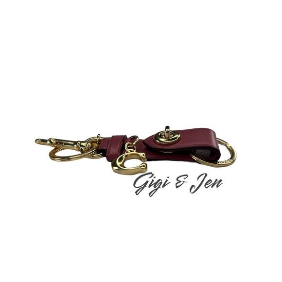 Coach Trigger Snap Bag Charm Refined Leather Key Chain FOB Light Raspberry - Picture 2 of 9